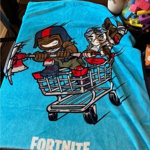 Fortnite Blue Blanket with Cartoon Characters